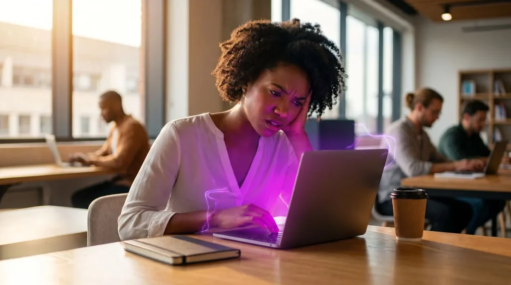 Une visiteuse perplexe devant un site web dont le message ne convertit pas